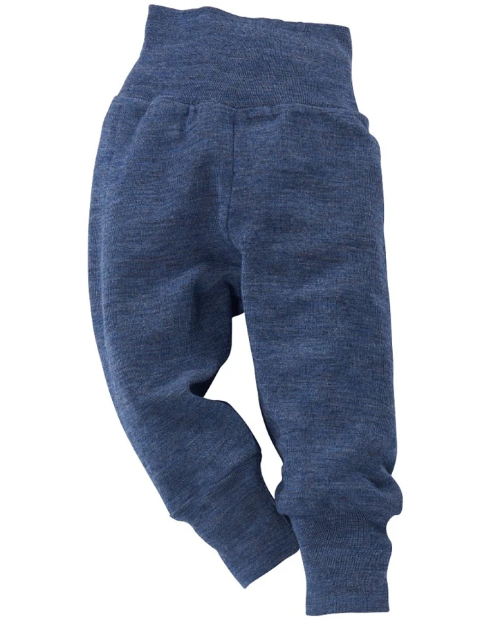 Engel Natur Baby Hose mit Nabelbund Bio-Merinowolle melange-blau Gr.50/56