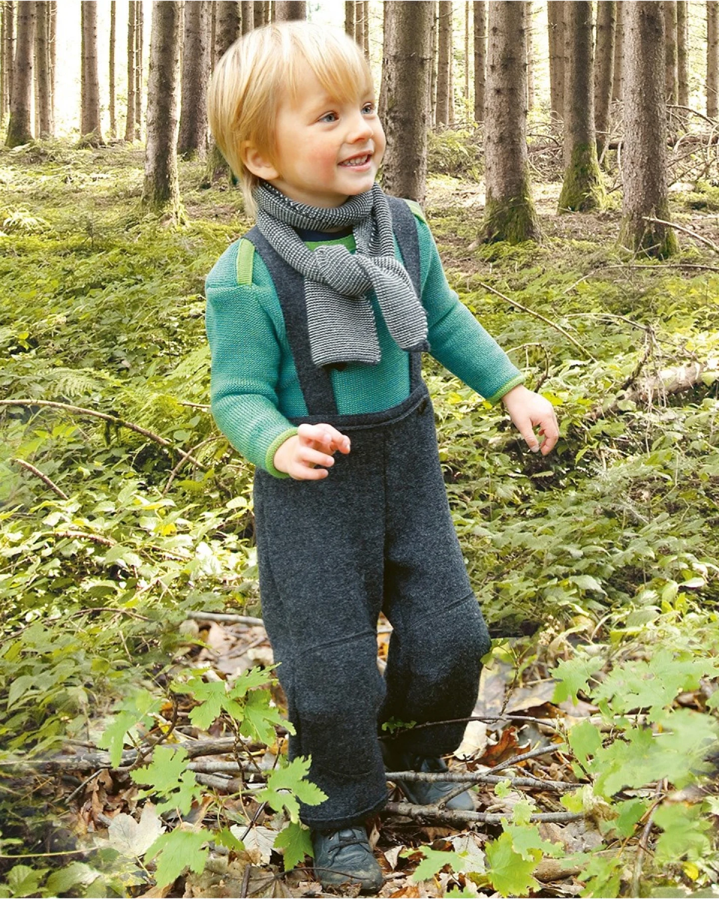Disana Kinder Latzhose Bio-Merinowolle Walk anthrazit Gr.86/92 – Ansicht 2