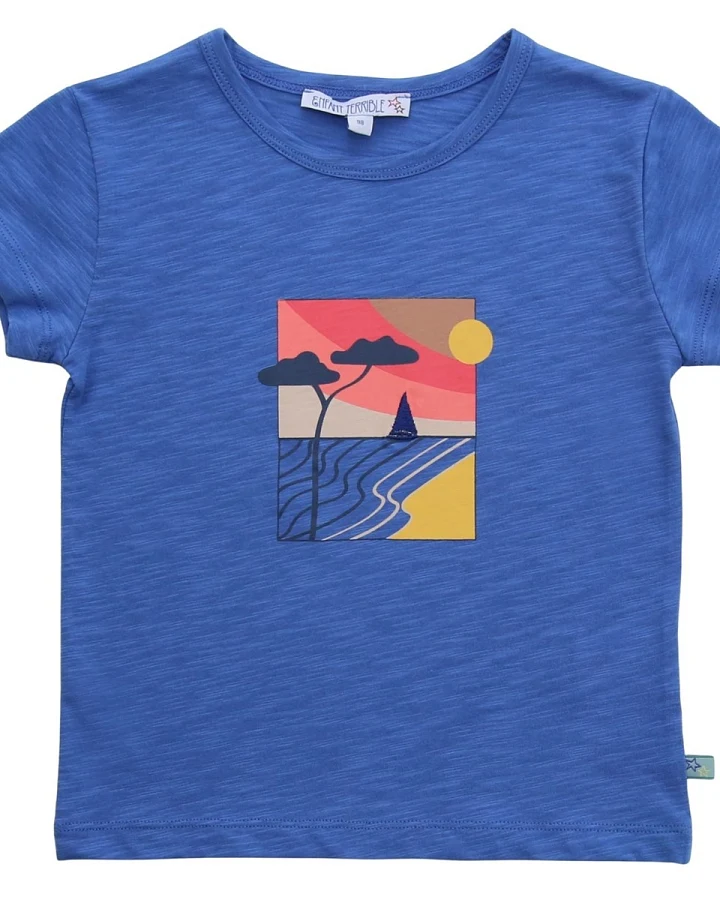 Shirt mit Stranddruck sky blue Gr. 86/92