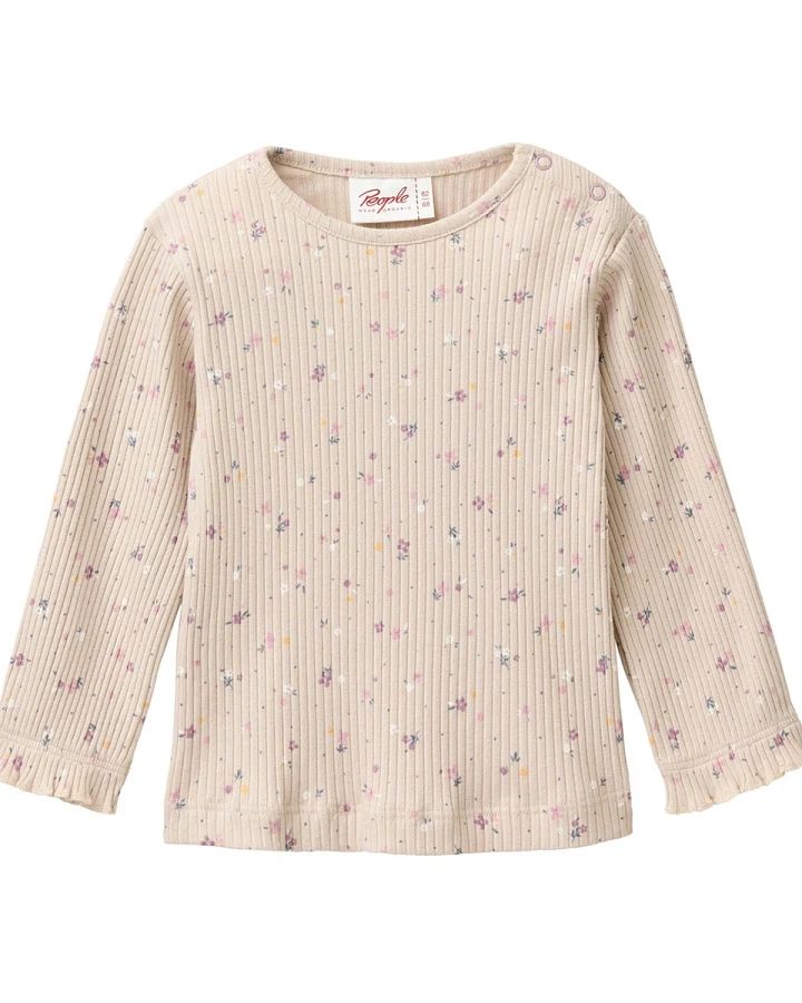 People Wear Organic Langarm-Shirt kleine Blümchen sand Gr. 62/68