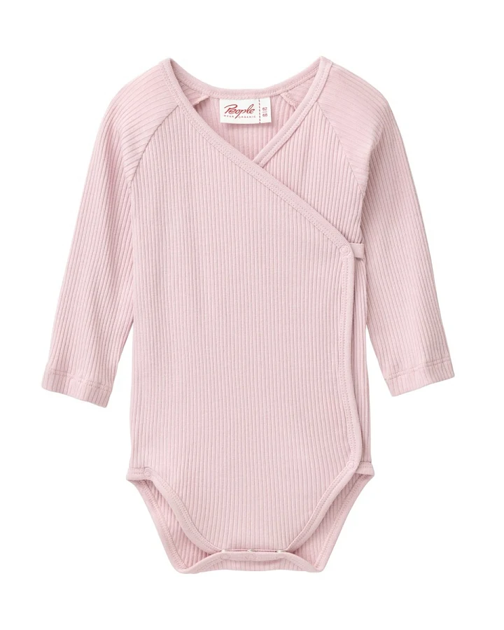 People Wear Organic Langarm-Wickelbody malve Gr. 50/56