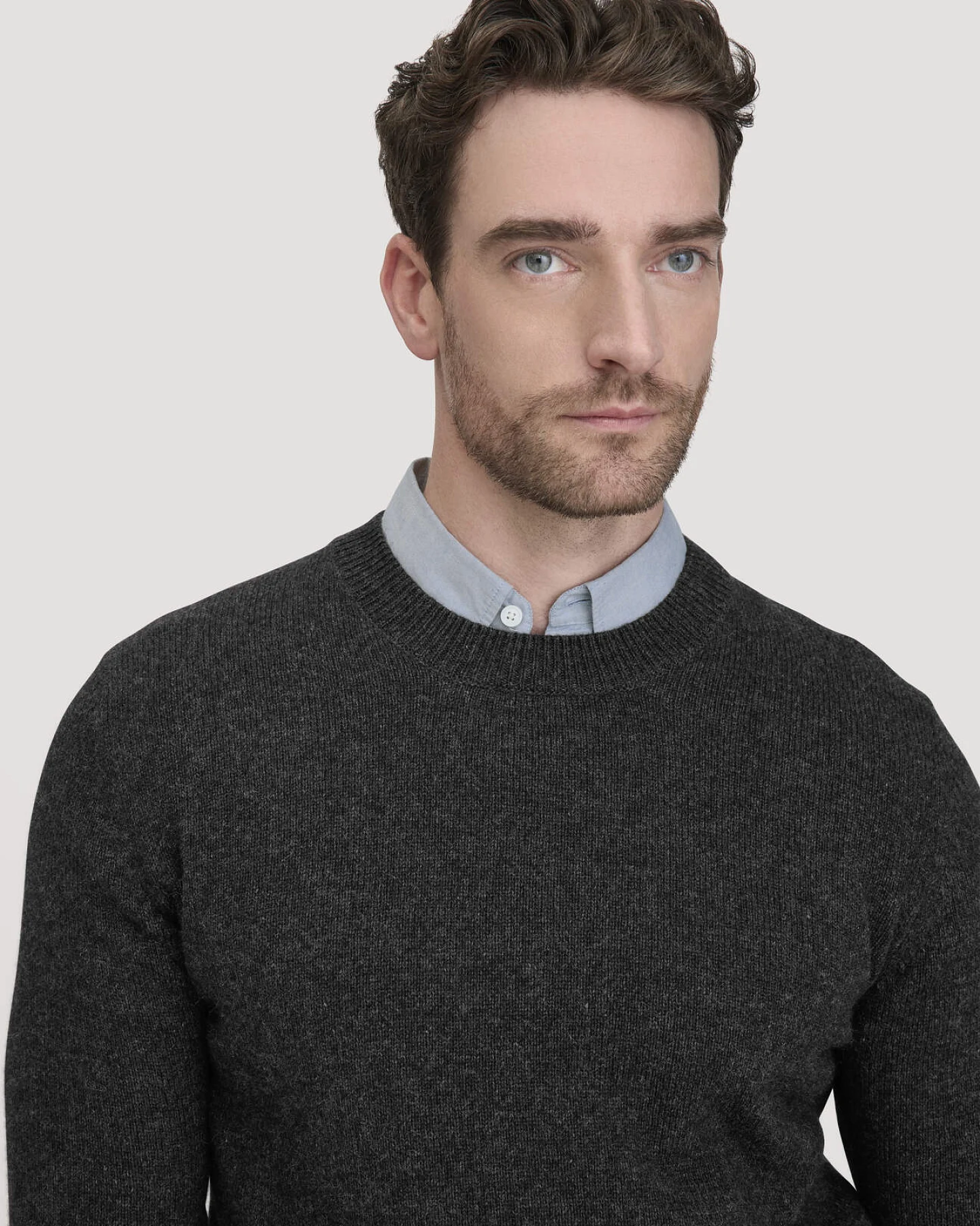 hessnatur Herren Strick Pullover Regular aus Bio-Merinowolle mit Bio-Baumwolle - grau - Größe XXL – Ansicht 4