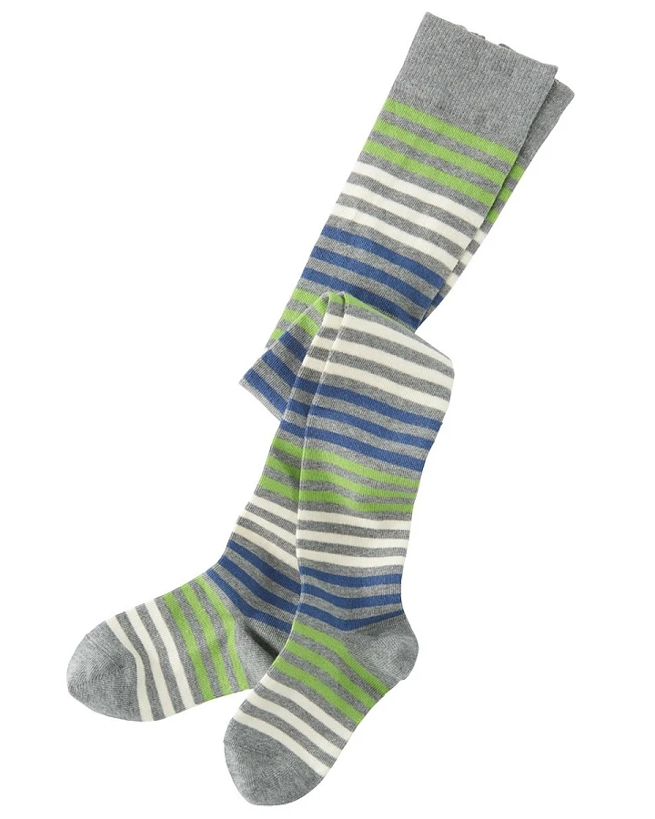 Kinder Strumpfhose coke-arbsengrün-wollweiß-denim Gr.7-8