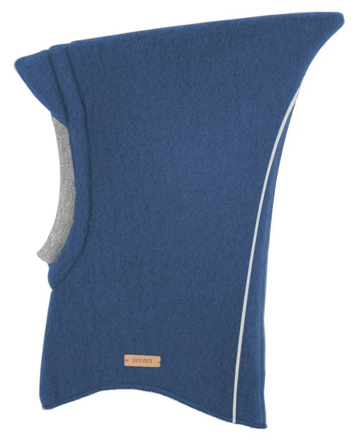 PURE PURE by Bauer Baby und Kinder Fleece Schlupfmütze, Reflektor, Bio-Merinowolle dark denim Gr. 45/47