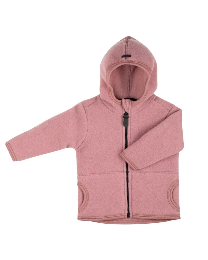 PURE PURE by Bauer Baby und Kinder Jacke mit Kapuze Bio-Merinowolle Fleece shadow rose Gr. 86/92