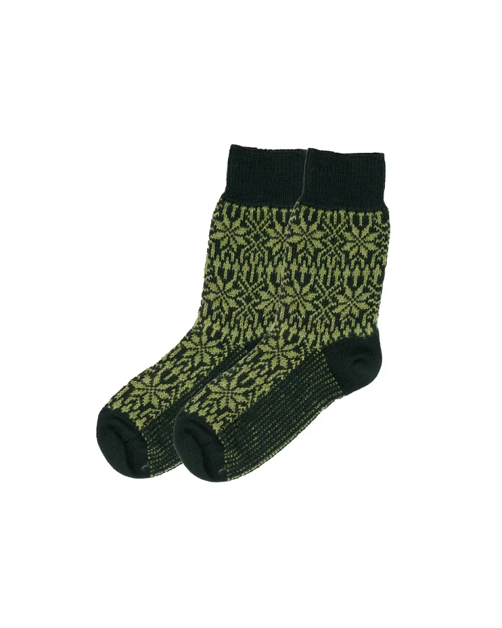 Damen und Herren Socken Bio-Schurwolle Stern tanne-maigrün Gr. 38-39