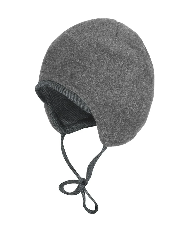 Baby Mütze Bio-Schurwolle Fleece mittelgrau Gr. 43