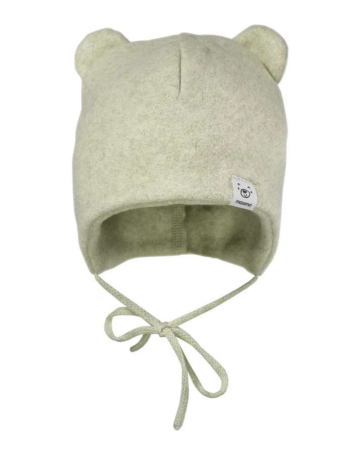 Baby Mütze mit Öhrchen Bio-Baumwolle Fleece mineral-hellbraun-meliert Gr. 43