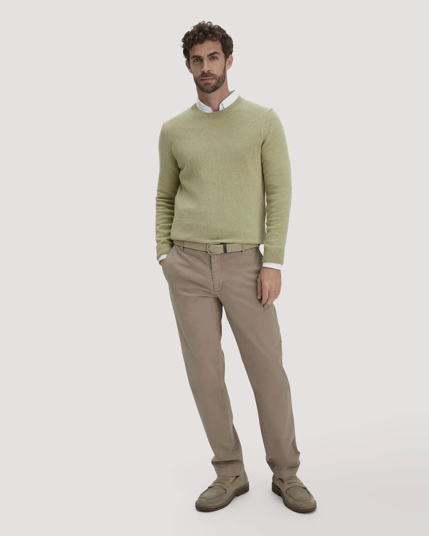 hessnatur Herren Strick Pullover Regular aus Bio-Merinowolle mit Bio-Baumwolle - grün - Größe XL – Ansicht 2