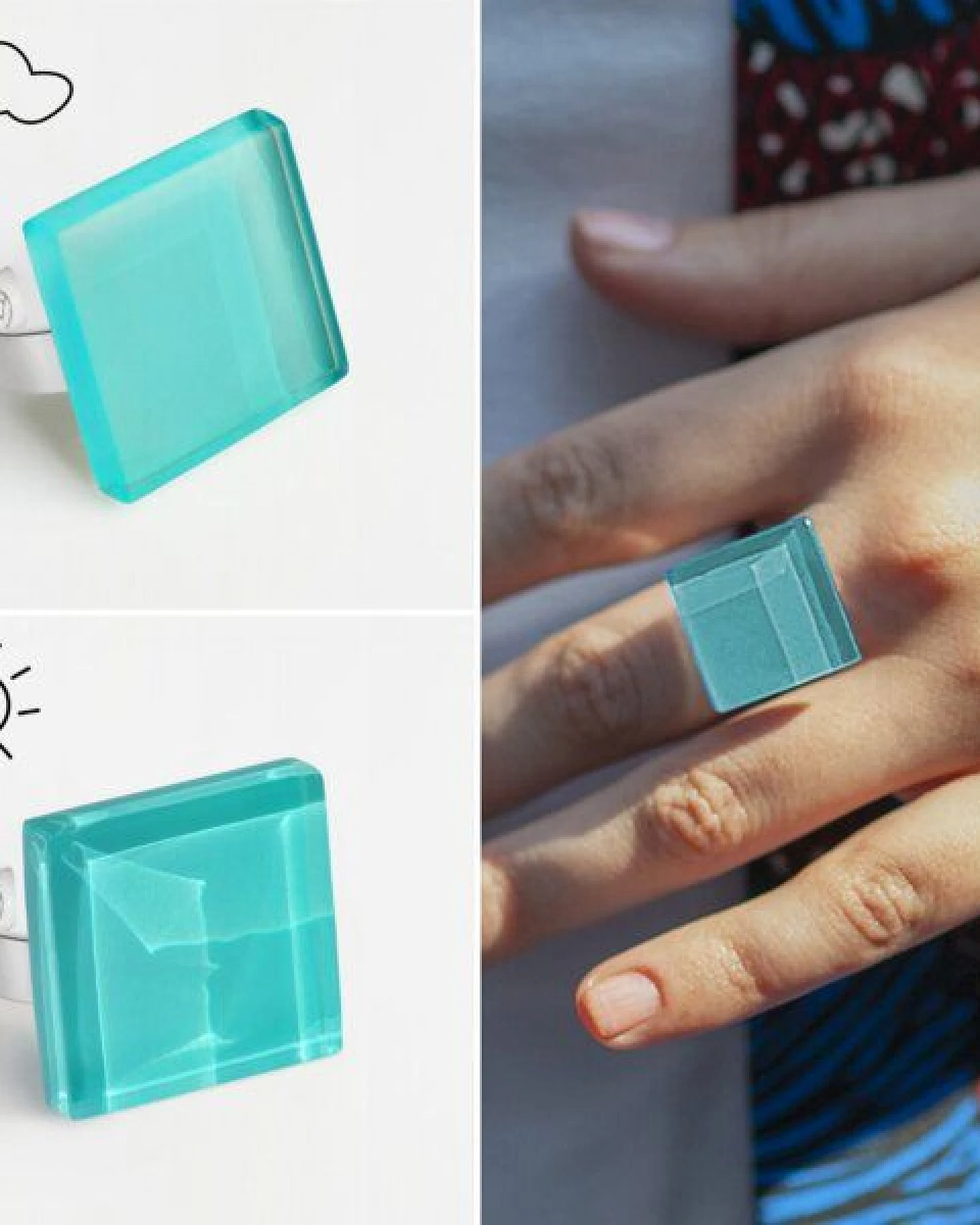 ALEXASCHA Geometrischer Statement Ring aus Glas – Ansicht 4