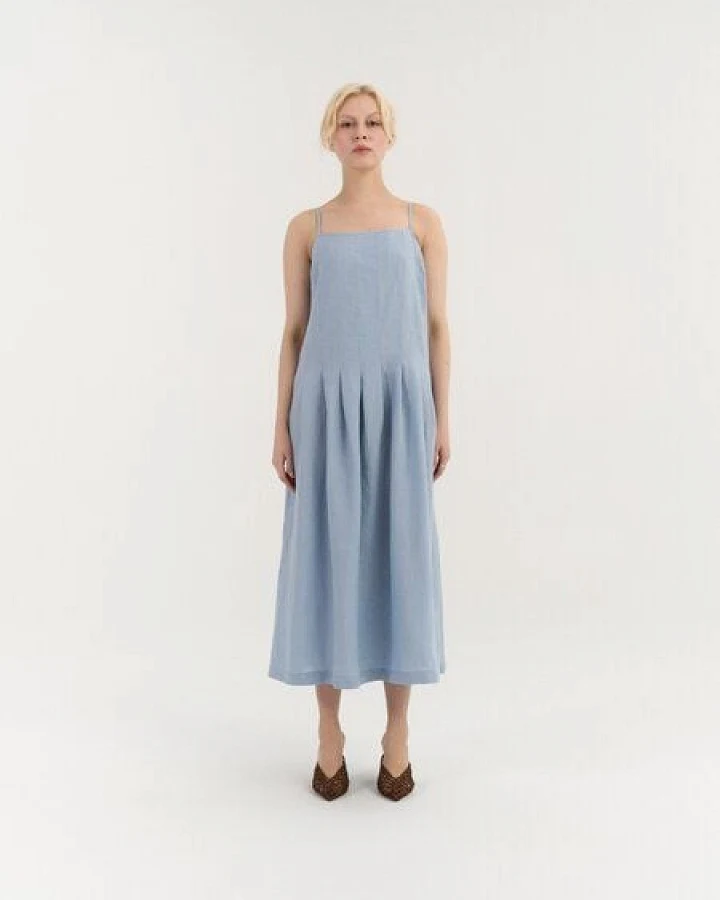 AmourLinen Plissiertes Leinenkleid SARAH