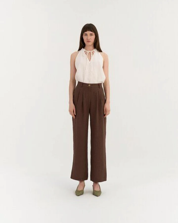 AmourLinen Klassische gerade Leinenhose VERA
