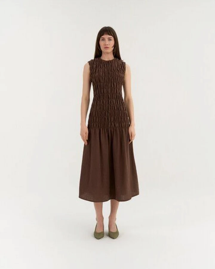AmourLinen Leinenkleid mit Smokeinsatz VALENCIA
