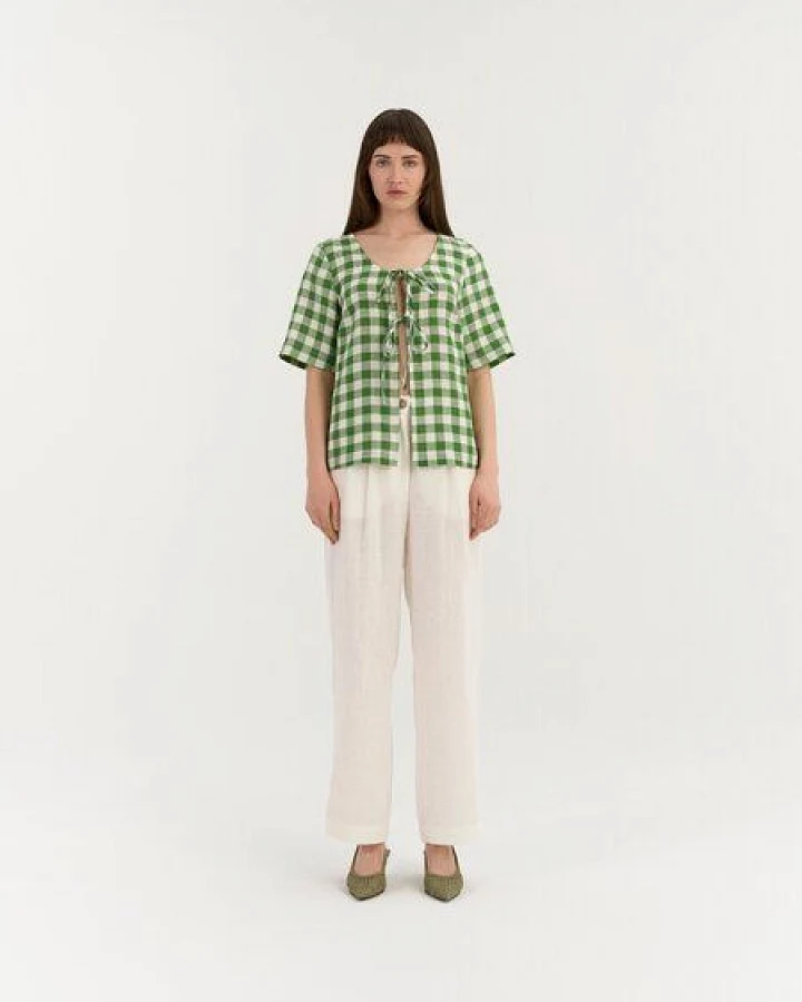 AmourLinen Leinen-Top mit Bindeknoten VIVIEN