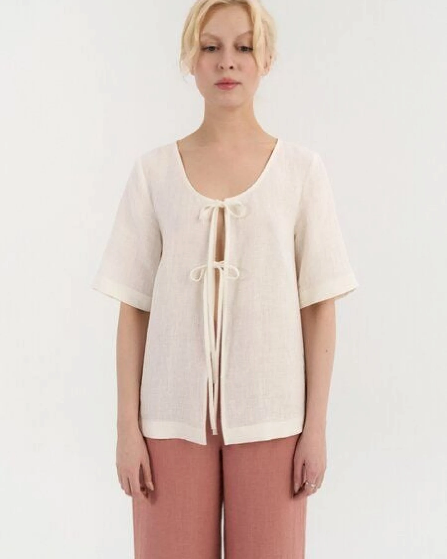 AmourLinen Leinen-Top mit Bindeknoten VIVIEN – Ansicht 4