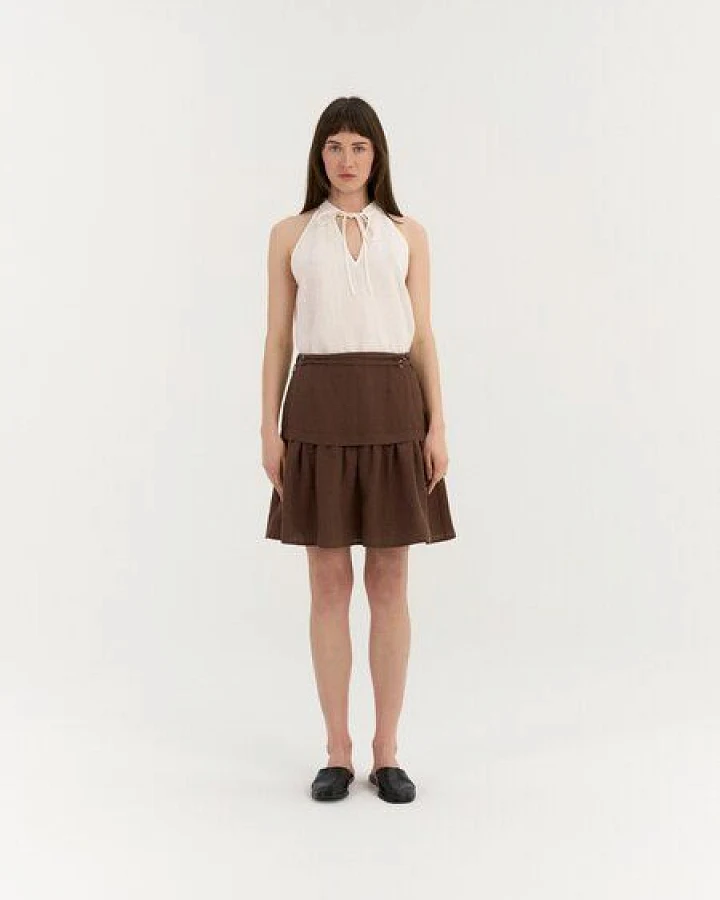 AmourLinen Gerafftes Leinenrock RAVENA