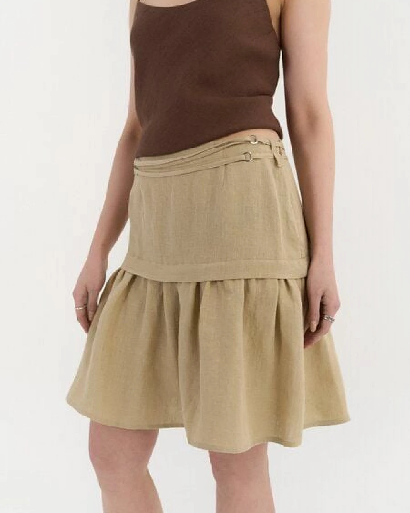 AmourLinen Gerafftes Leinenrock RAVENA – Ansicht 4