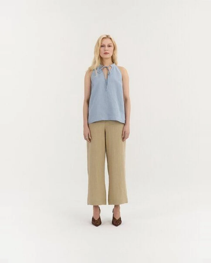 AmourLinen Leinen-Top mit Schleifenausschnitt AMORA