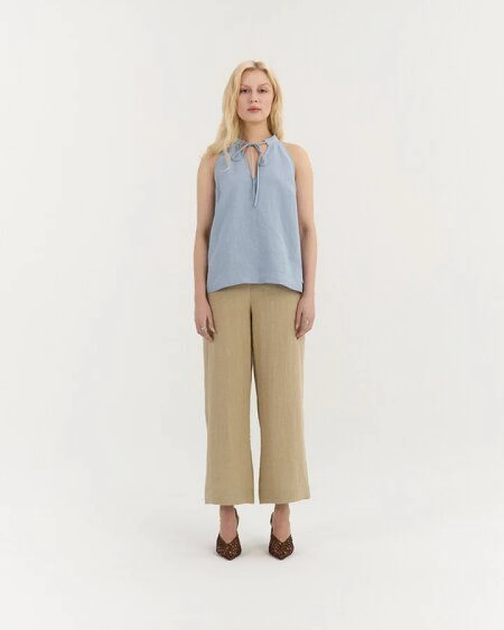 AmourLinen Leinen-Top mit Schleifenausschnitt AMORA