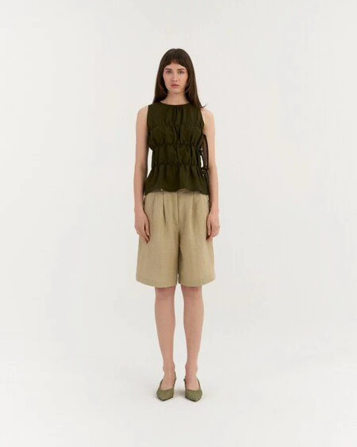 AmourLinen Gerafftes Leinen-Top ELOISE