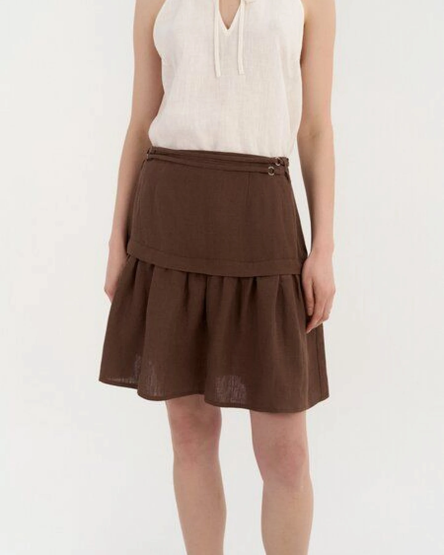 AmourLinen Gerafftes Leinenrock RAVENA – Ansicht 3