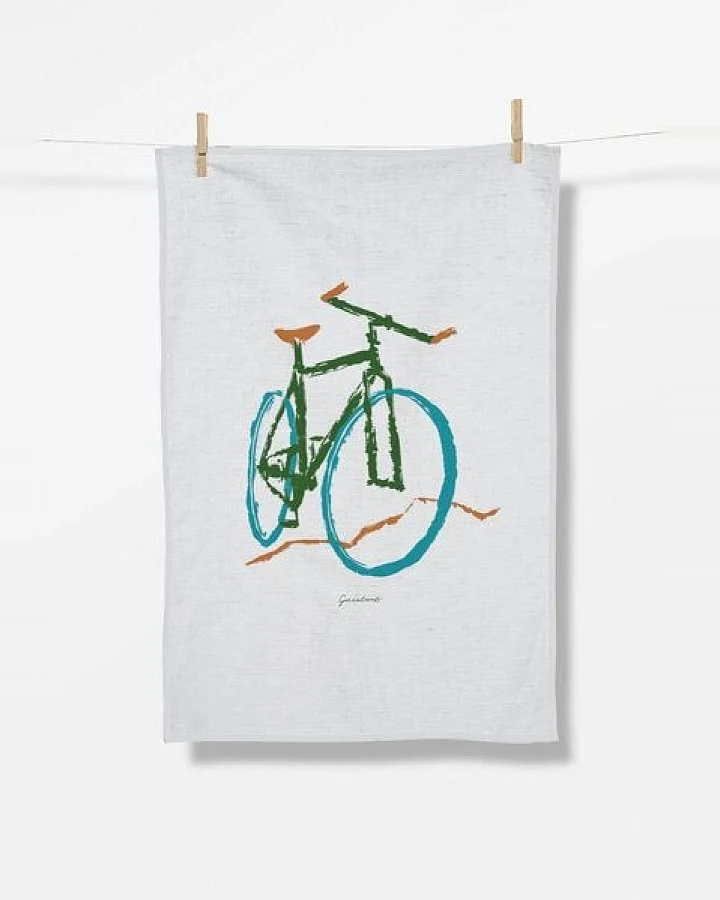 GREENBOMB Bike Brush Tea Towel - Praktisches Geschirrtuch aus Bio-Baumwolle / hochwertiger Print / Fair & Vegan