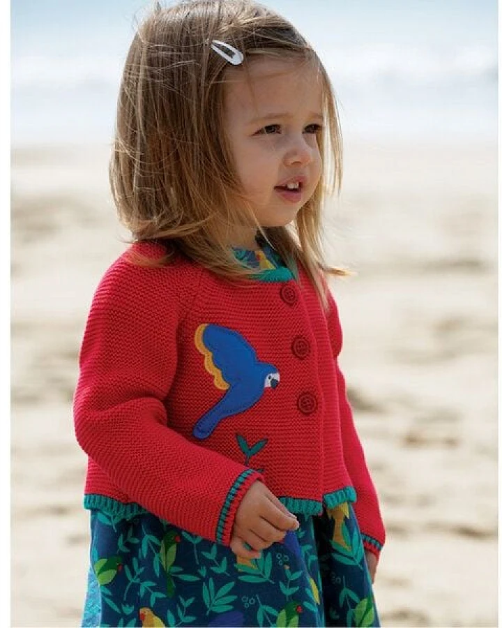 Frugi Strickjacke Papagei in rot