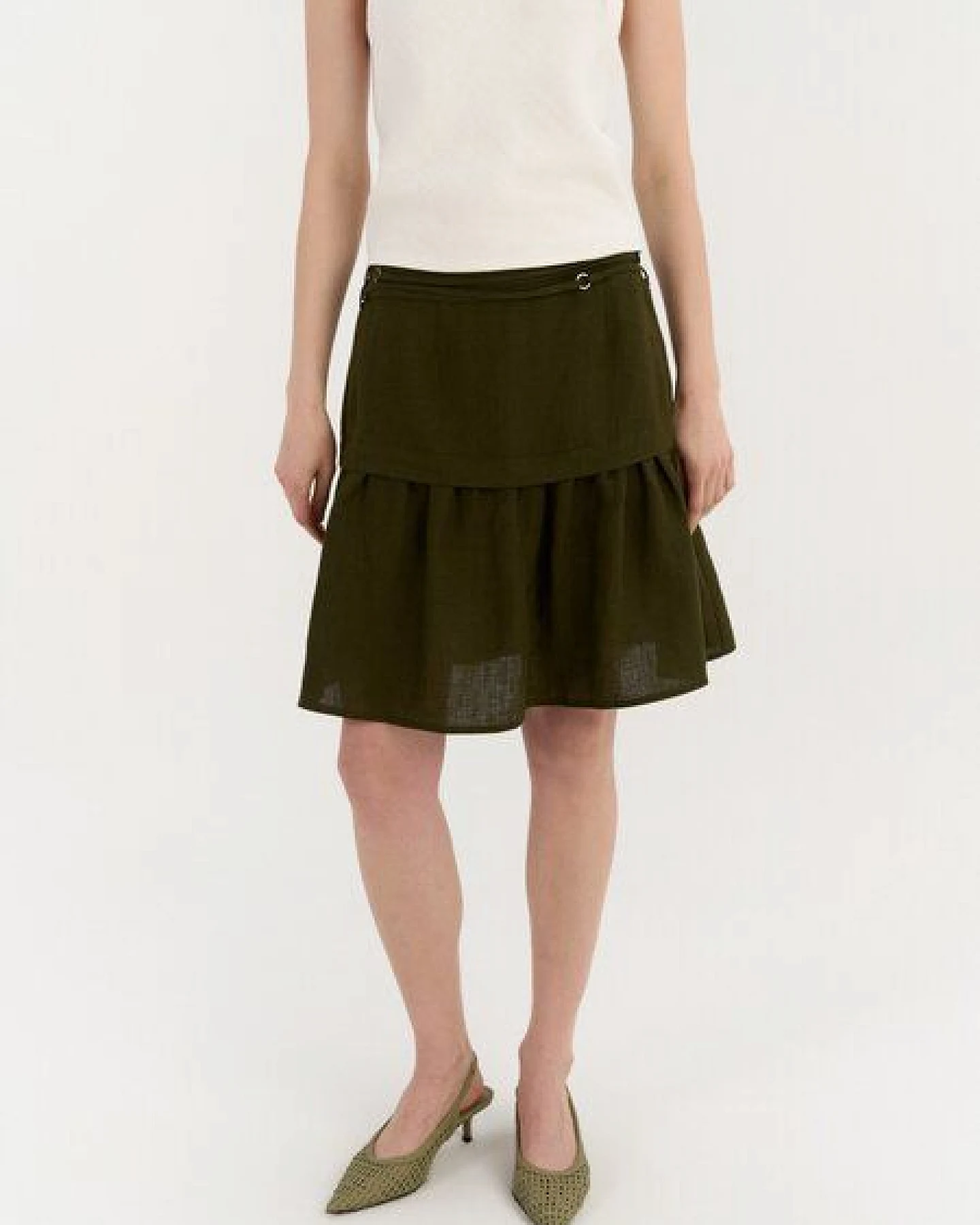 AmourLinen Gerafftes Leinenrock RAVENA – Ansicht 3