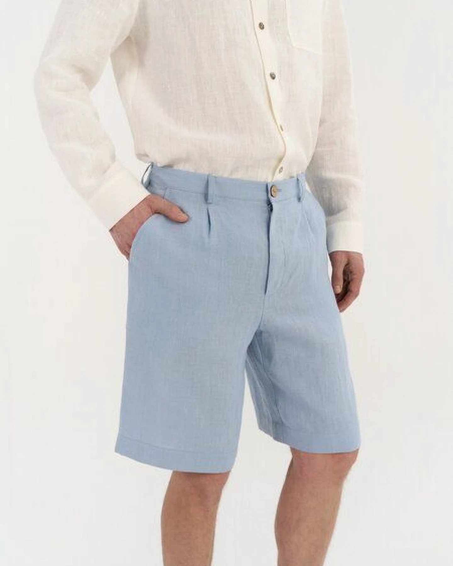 AmourLinen Bundfalten-Leinenshorts für Herren MARCO – Ansicht 3
