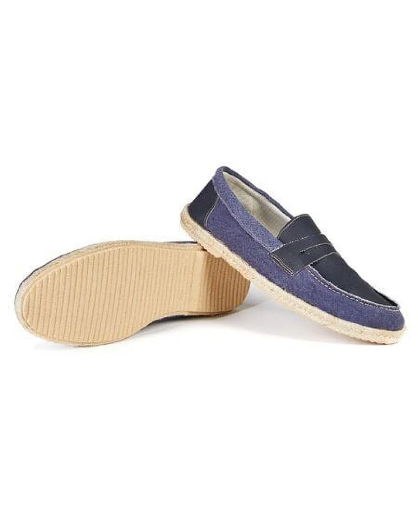 Will's Vegan Shop Recycled Espadrille Penny Loafers Dark Blue Canvas Männer – Ansicht 4