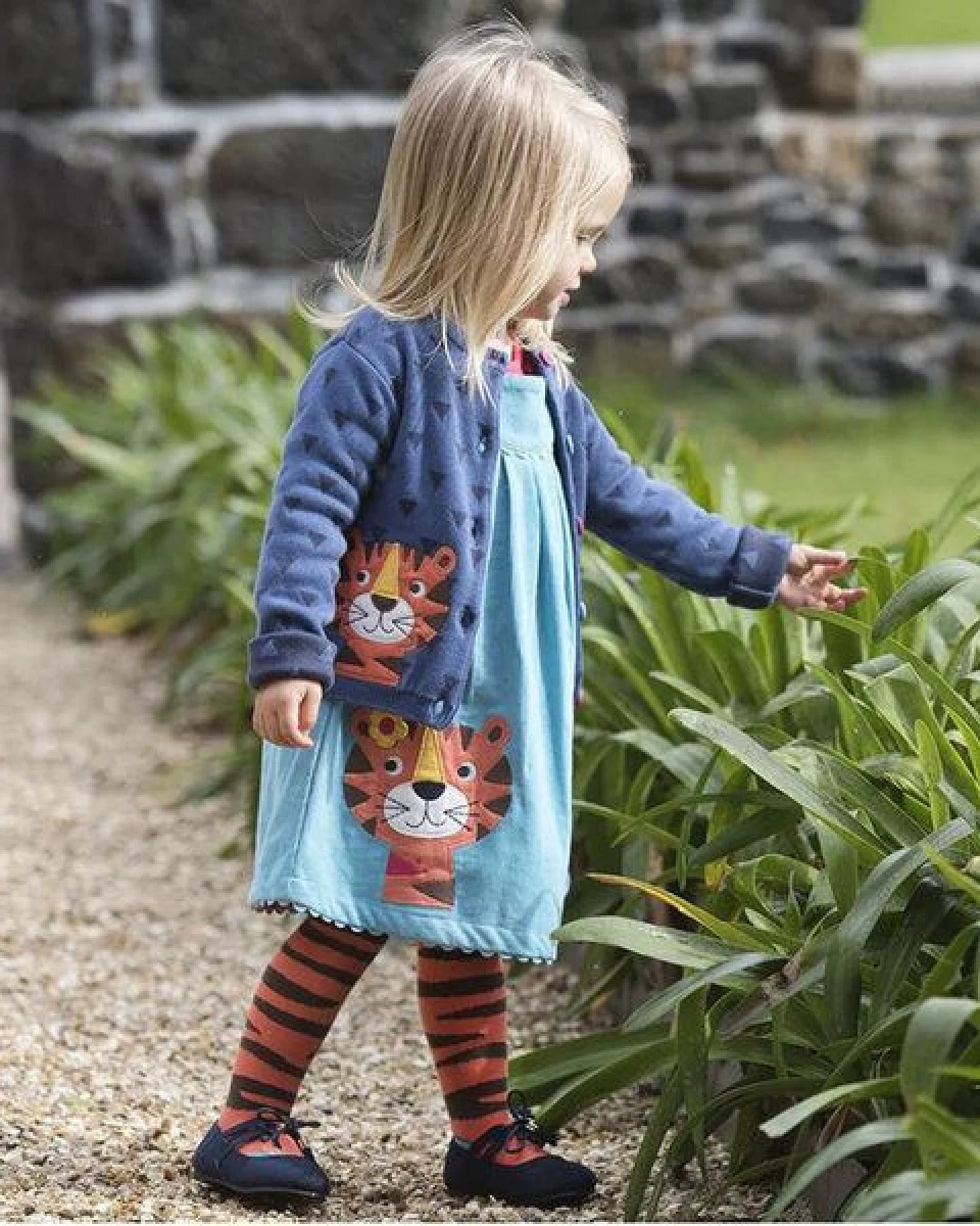 Frugi Strickjacke Tiger blau - Little Betsy Lake Blue Tiger – Ansicht 2