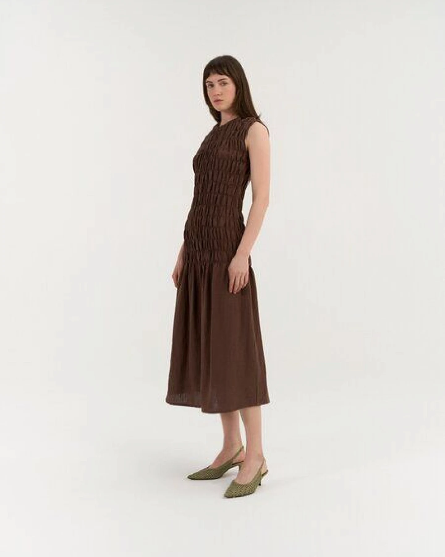 AmourLinen Leinenkleid mit Smokeinsatz VALENCIA – Ansicht 3
