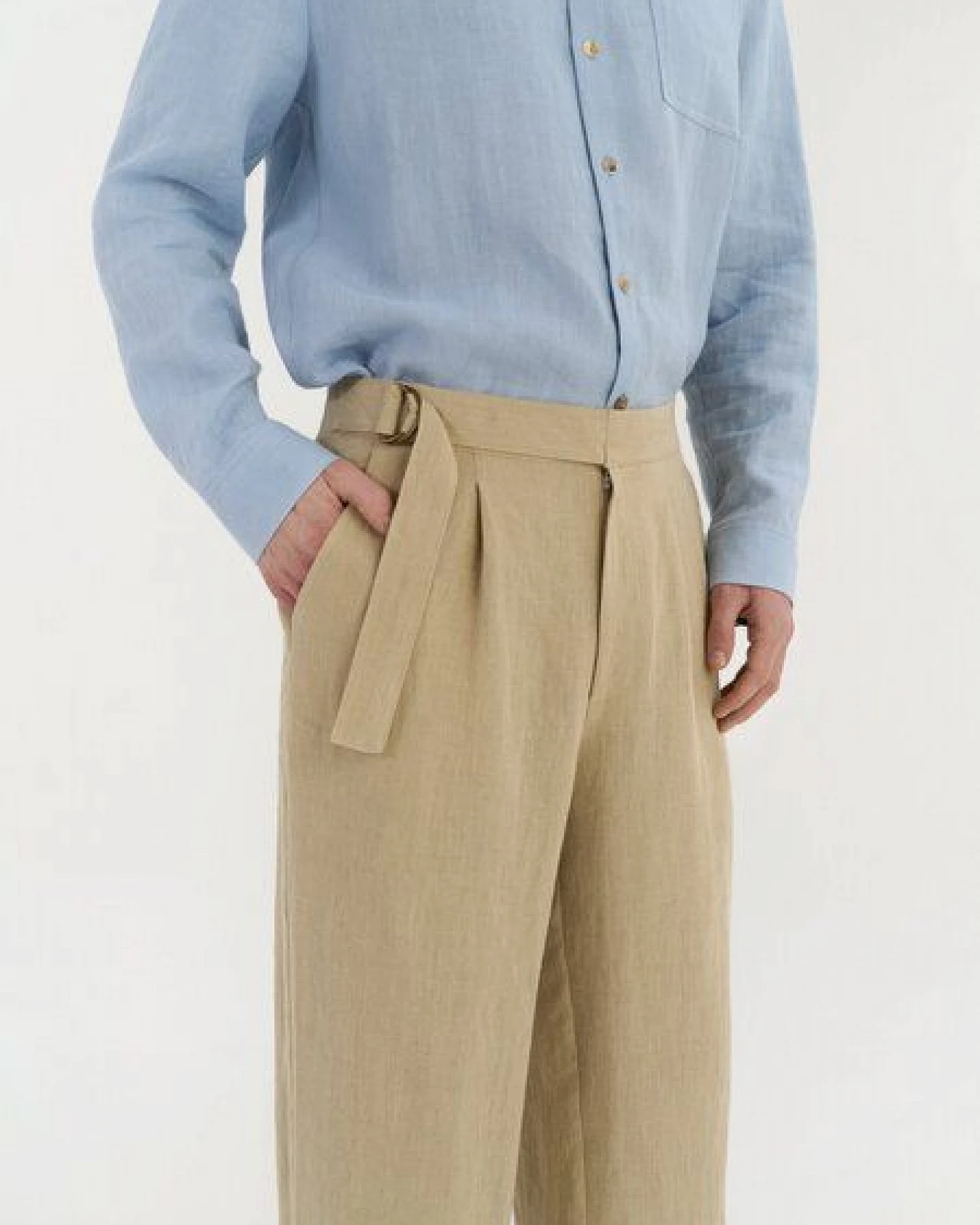 AmourLinen Bundfalten-Leinenhose für Herren ENZO – Ansicht 3