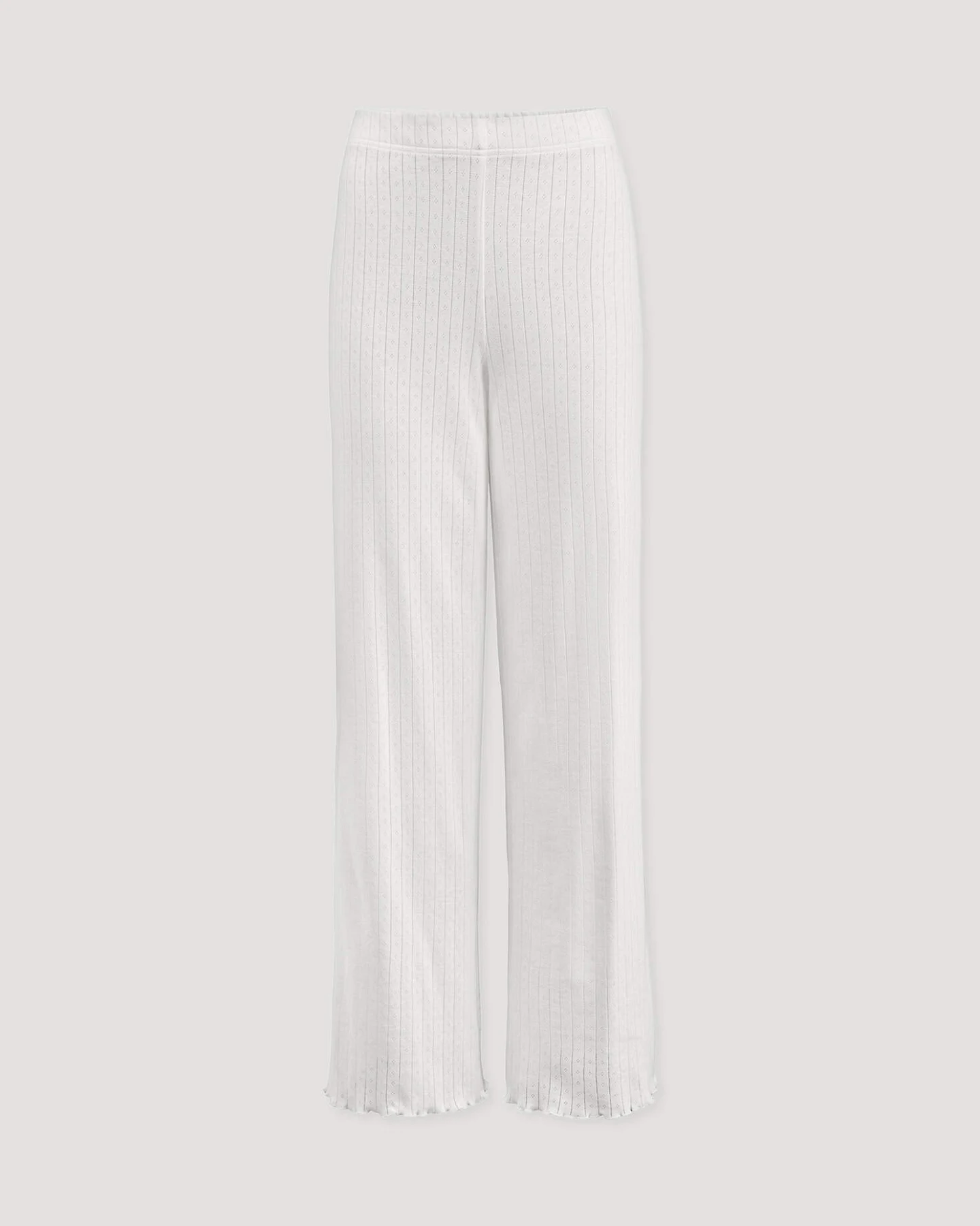 hessnatur Damen Pointelle Schlafhose Relaxed PURE COTTON aus Bio-Baumwolle - weiß - Größe 40 – Ansicht 4