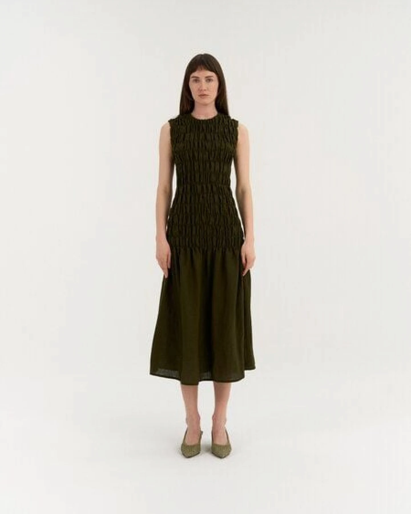 AmourLinen Leinenkleid mit Smokeinsatz VALENCIA – Ansicht 2