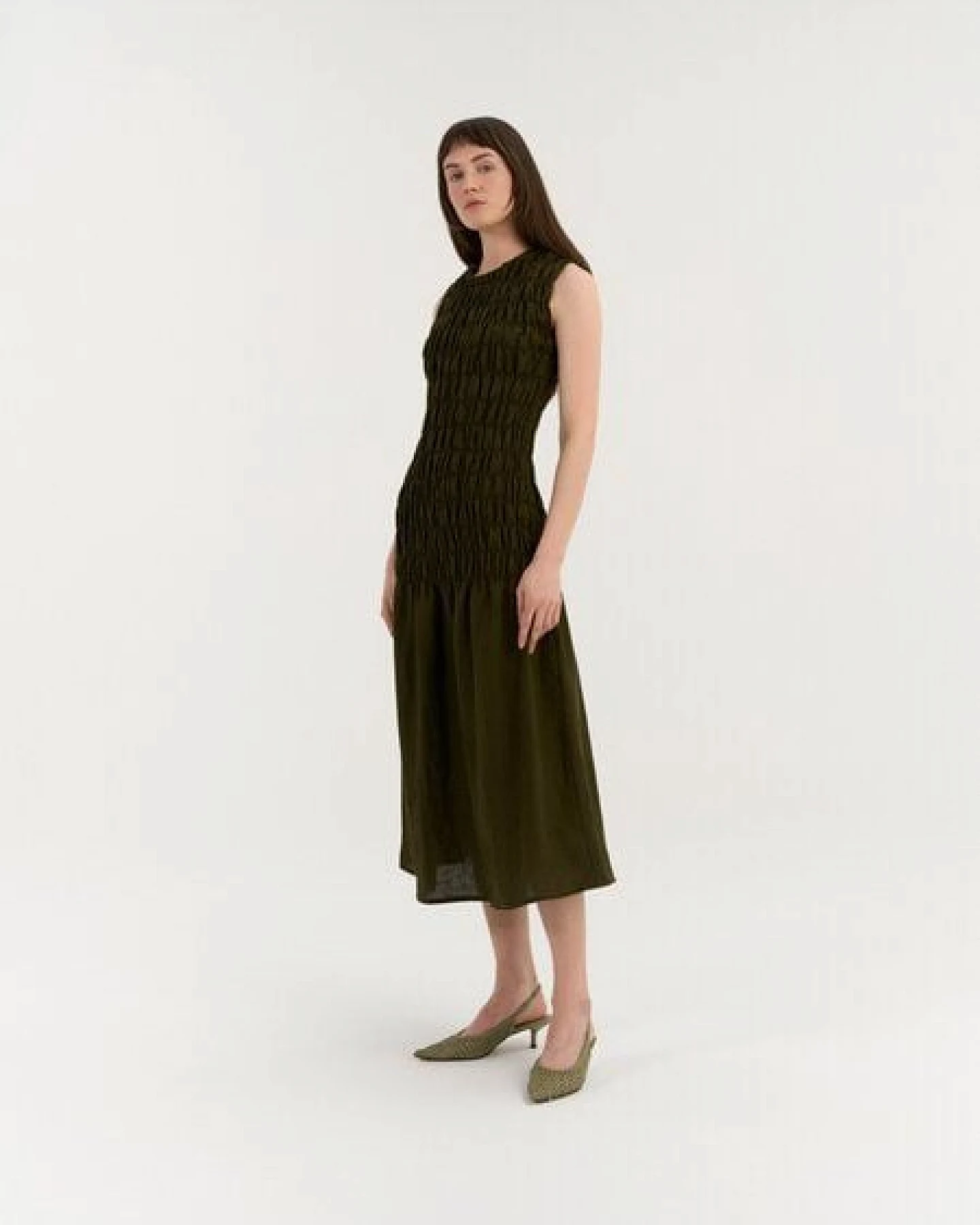 AmourLinen Leinenkleid mit Smokeinsatz VALENCIA – Ansicht 4