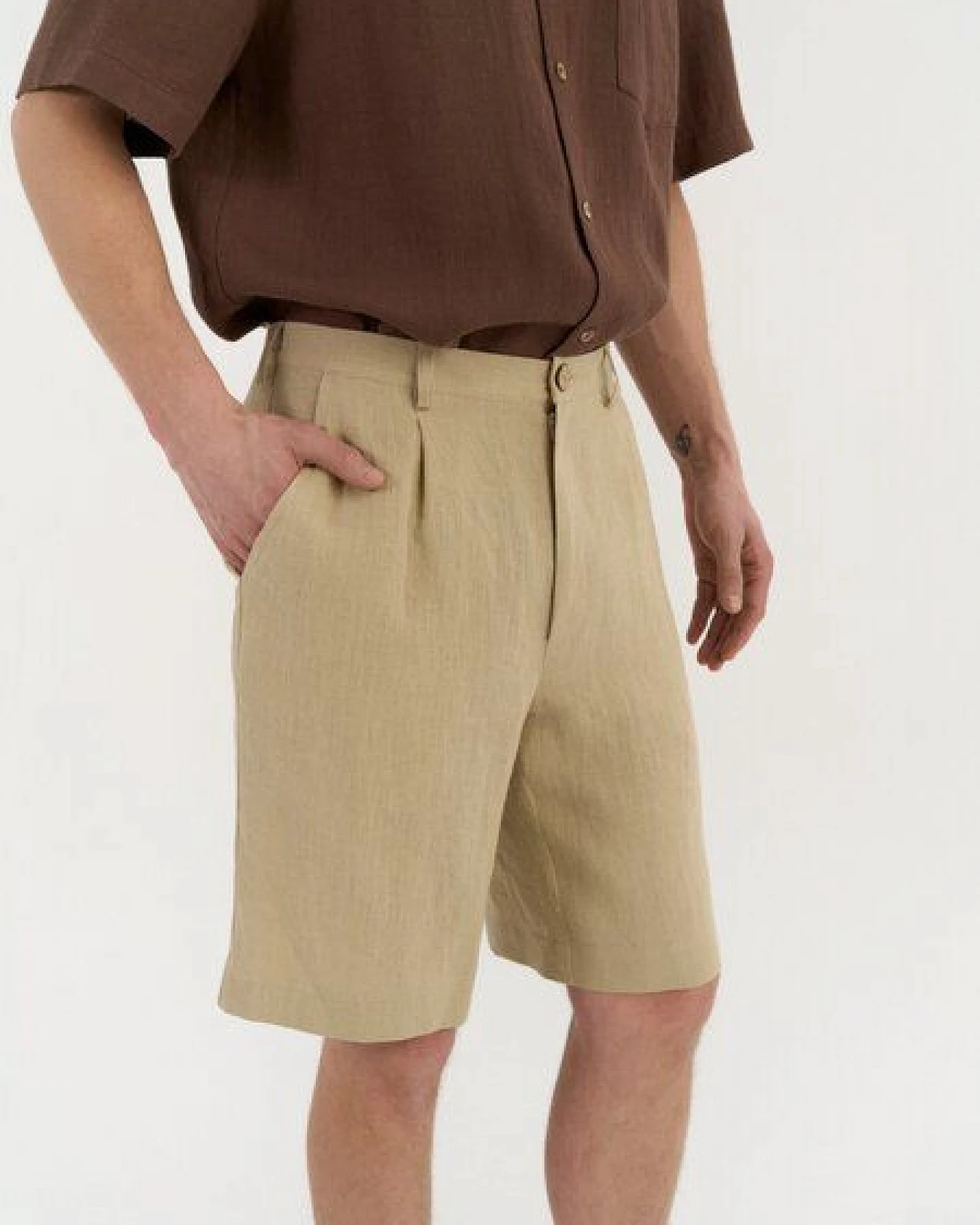 AmourLinen Bundfalten-Leinenshorts für Herren MARCO – Ansicht 3