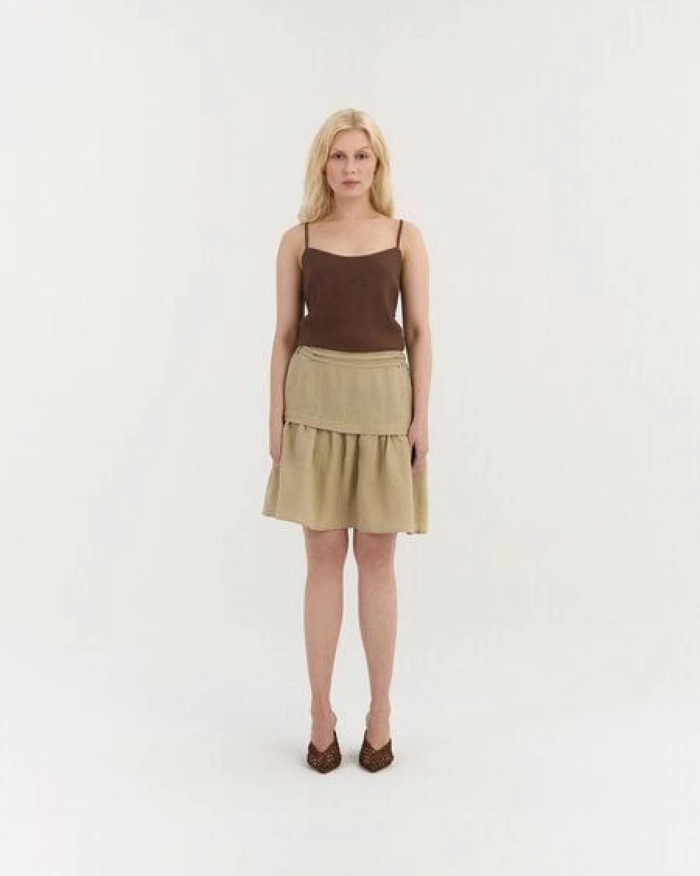 AmourLinen Gerafftes Leinenrock RAVENA – Ansicht 2