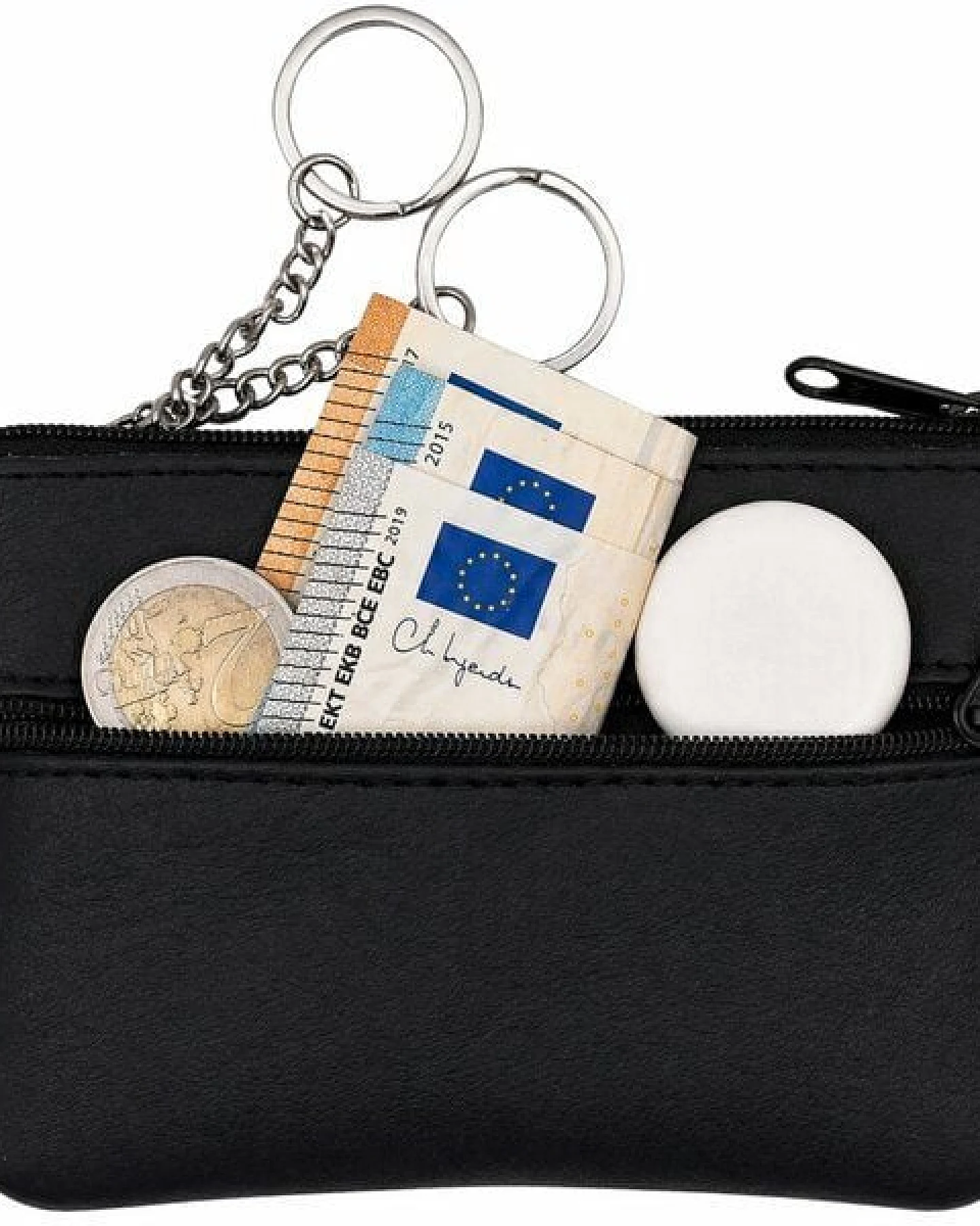 Simaru Schlüsseletui Milano – Nappaleder, 2 Schlüsselringe, Seitenfach mit Reißverschluss, Made in EU – Ansicht 3