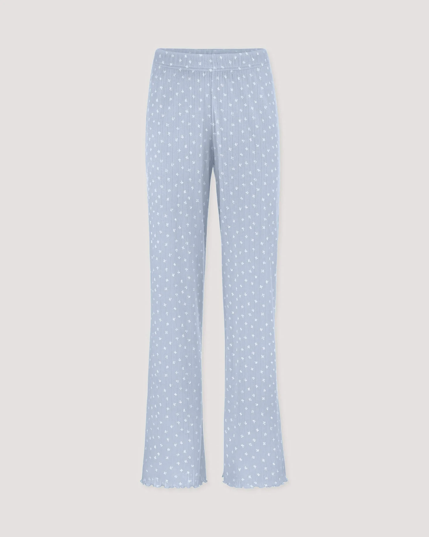 hessnatur Damen Pointelle Schlafhose Relaxed PURE COTTON aus Bio-Baumwolle - blau - Größe 38 – Ansicht 3
