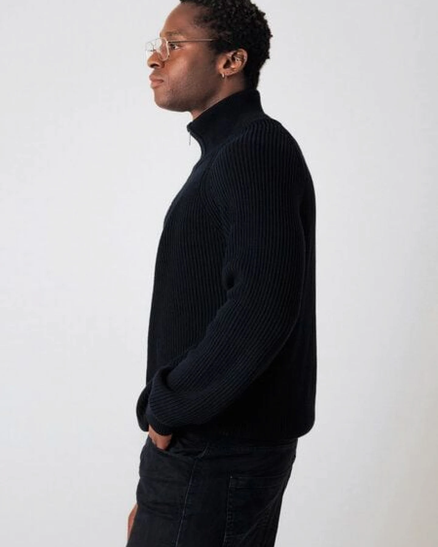Honest Basics Herren Half-Zip-Strick aus 100% Bio-Baumwolle – Ansicht 4