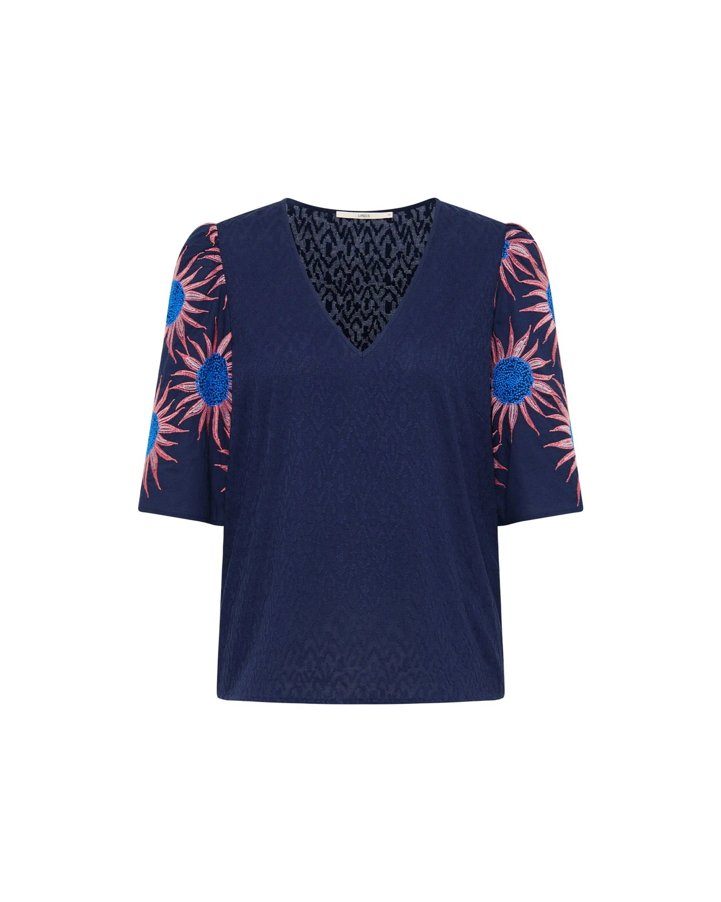 Bluse mit Stickerei Blau – Ansicht 6