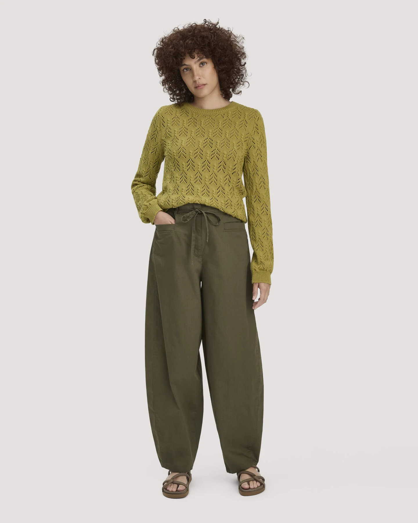 hessnatur Damen Strick Pullover Regular aus Bio-Baumwolle und Schurwolle - grün - Größe L – Ansicht 2