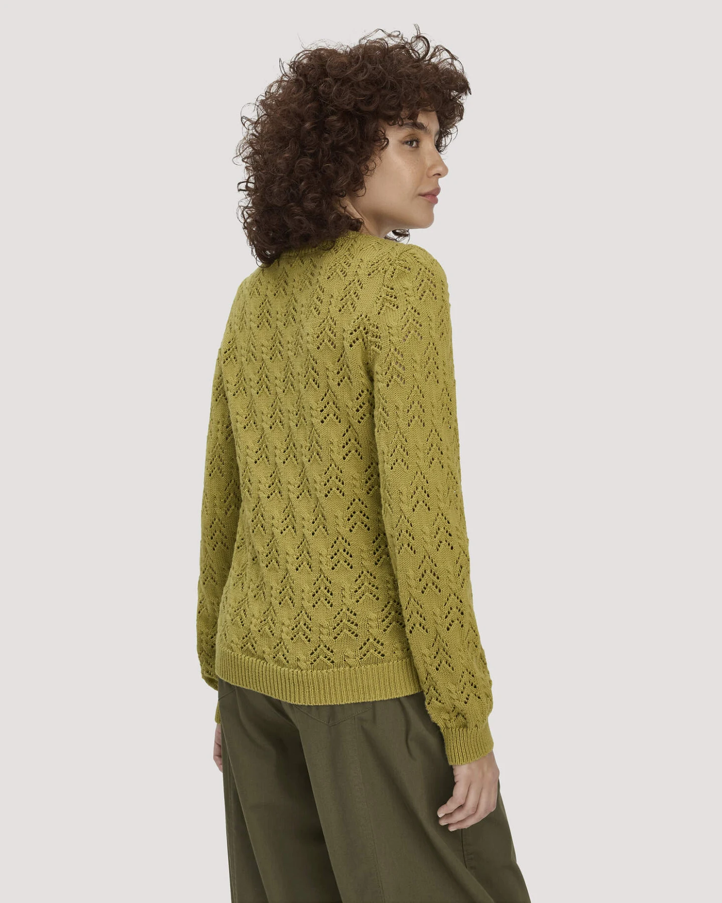 hessnatur Damen Strick Pullover Regular aus Bio-Baumwolle und Schurwolle - grün - Größe L – Ansicht 3