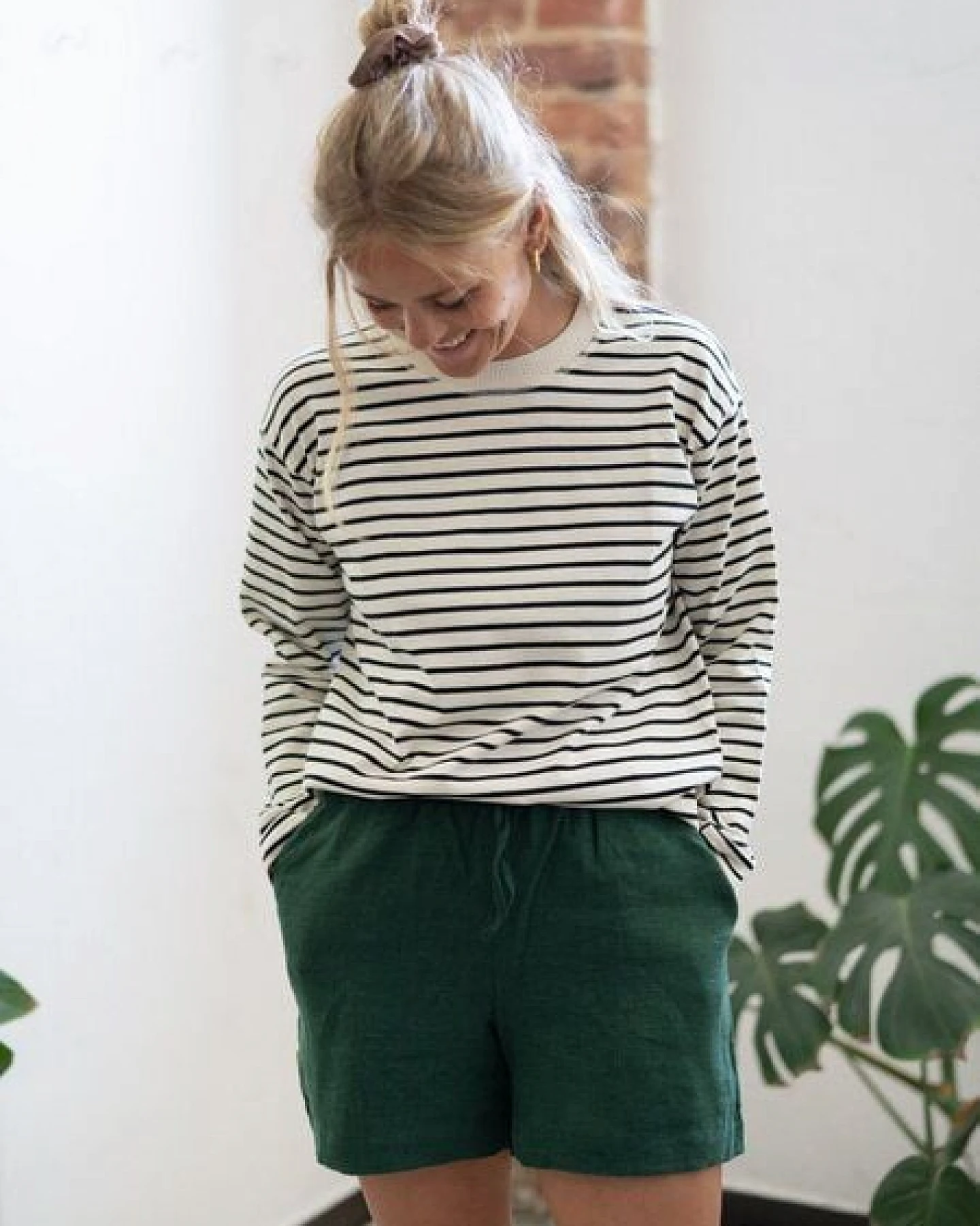 FUXBAU Frauen Streifen Longsleeve - weiss schwarz – Ansicht 3