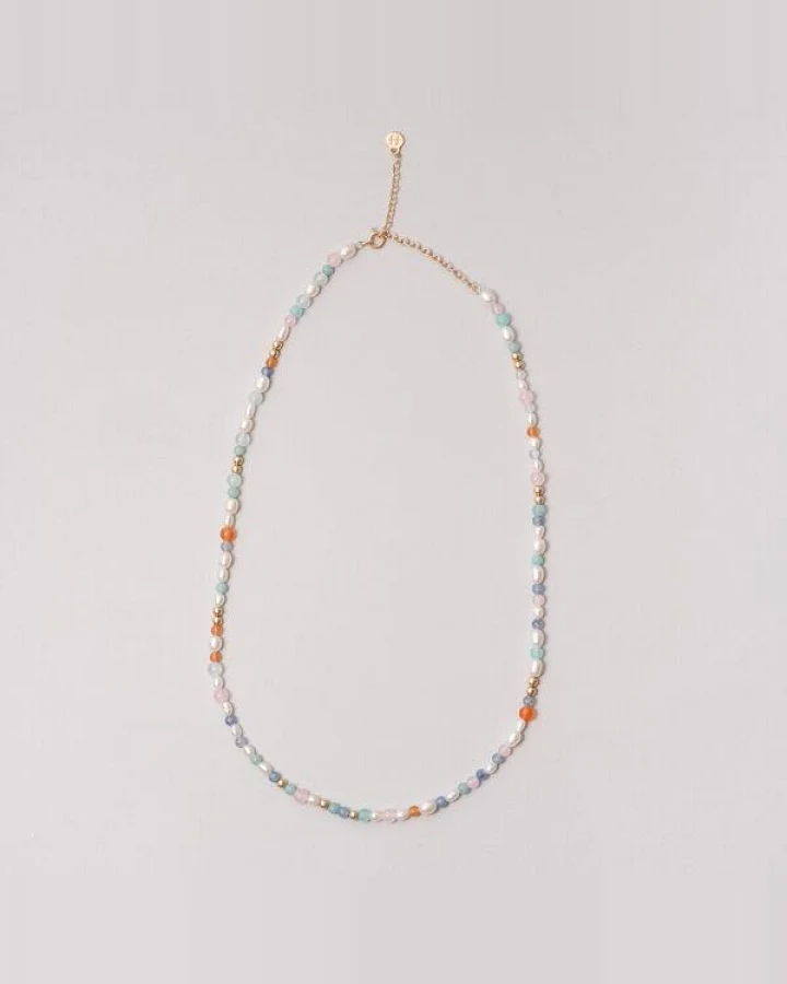 fejn jewelry Kette 'summer pearl' mit Süsswasserperlen und Halbedelsteinen