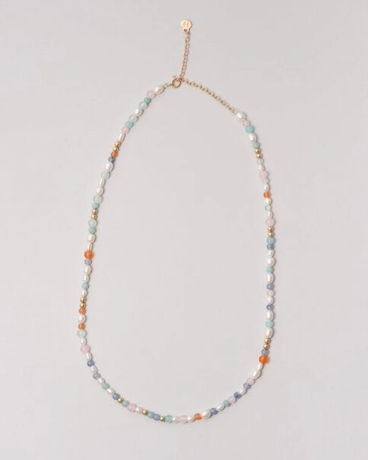 fejn jewelry Kette 'summer pearl' mit Süsswasserperlen und Halbedelsteinen
