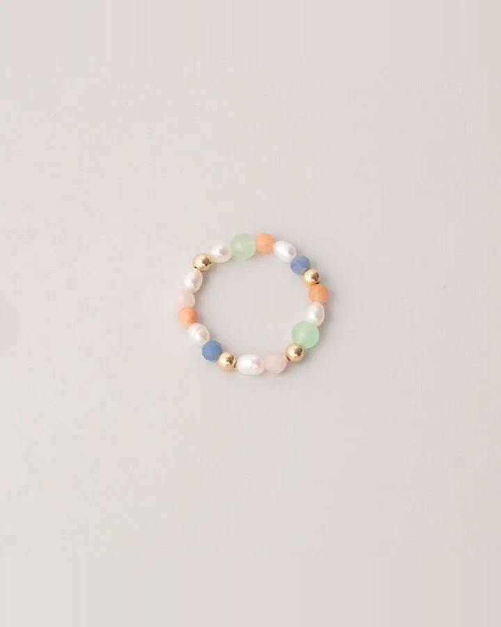 fejn jewelry Ring 'summer pearl' mit Süsswasserperlen und Halbedelsteinen