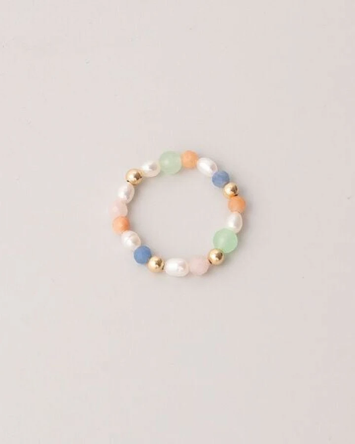 fejn jewelry Ring 'summer pearl' mit Süsswasserperlen und Halbedelsteinen