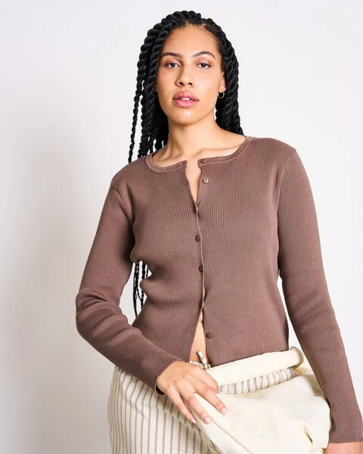 JAN N JUNE Crewneck Cardigan aus Baumwolle GLIMT GOTS – Ansicht 2
